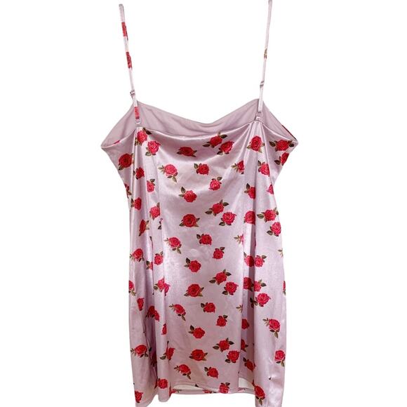 Urban Outfitters Lavender Rose Printed Satin Mini Dress X Large - Picture 3 of 6